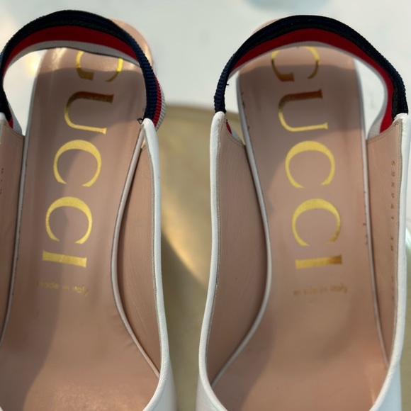 Gucci x Sylvie Web White Leather Heel - Picture 6 of 7